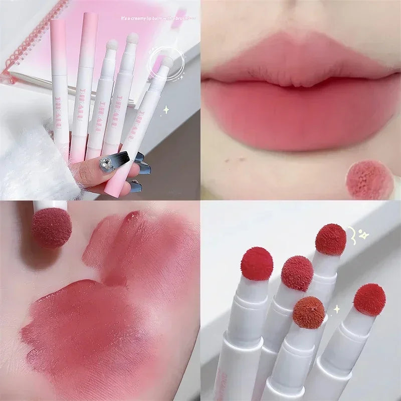 Lip Powder Cream Air Cushion Lips Cream Matte Brick Red Lip Glaze Mud Lipstick Pen Non-Stick Cup Female Lip Tint Korean Makeup Vue