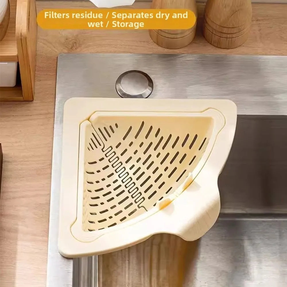 Durable Magnetic Sink Drain Basket Triangle Multifunctional Food