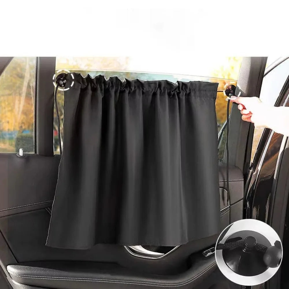 Black Suction Cup Curtain UV Protection Universal Side Window Car