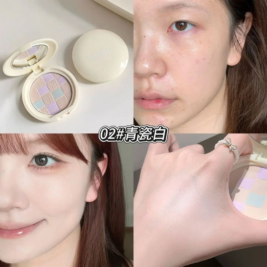 Kakashow Setting Powder Compact, Smooth Non-flying Powder, Natural Fit Even Skin Tone Long Lasting Face Blush Makeup Vue C719-02