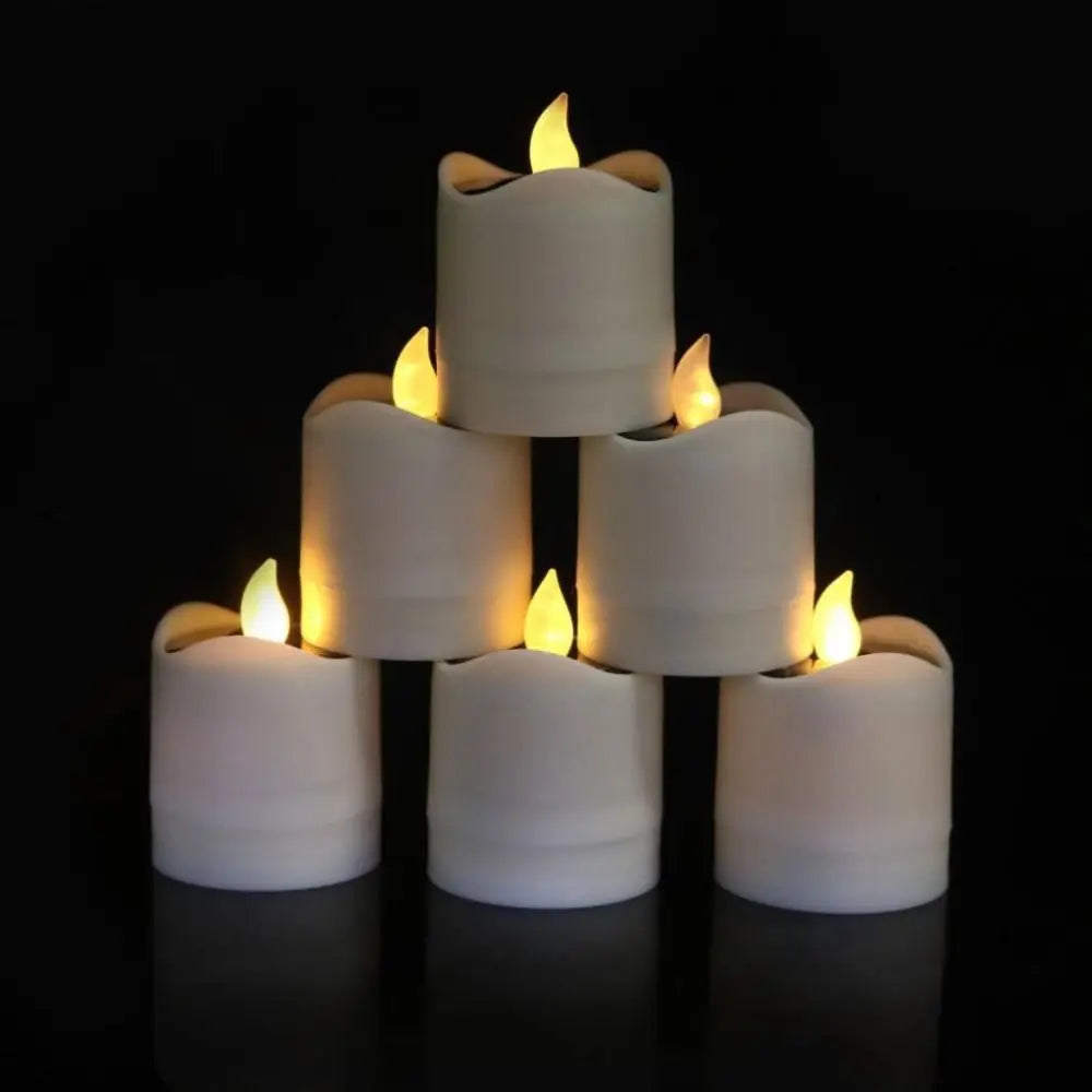 6pcs Waterproof Solar Tea Lights Simulation Flameless Romantic Terrace Lamp Flickering Warm Light Landscape Candle Lights Vue