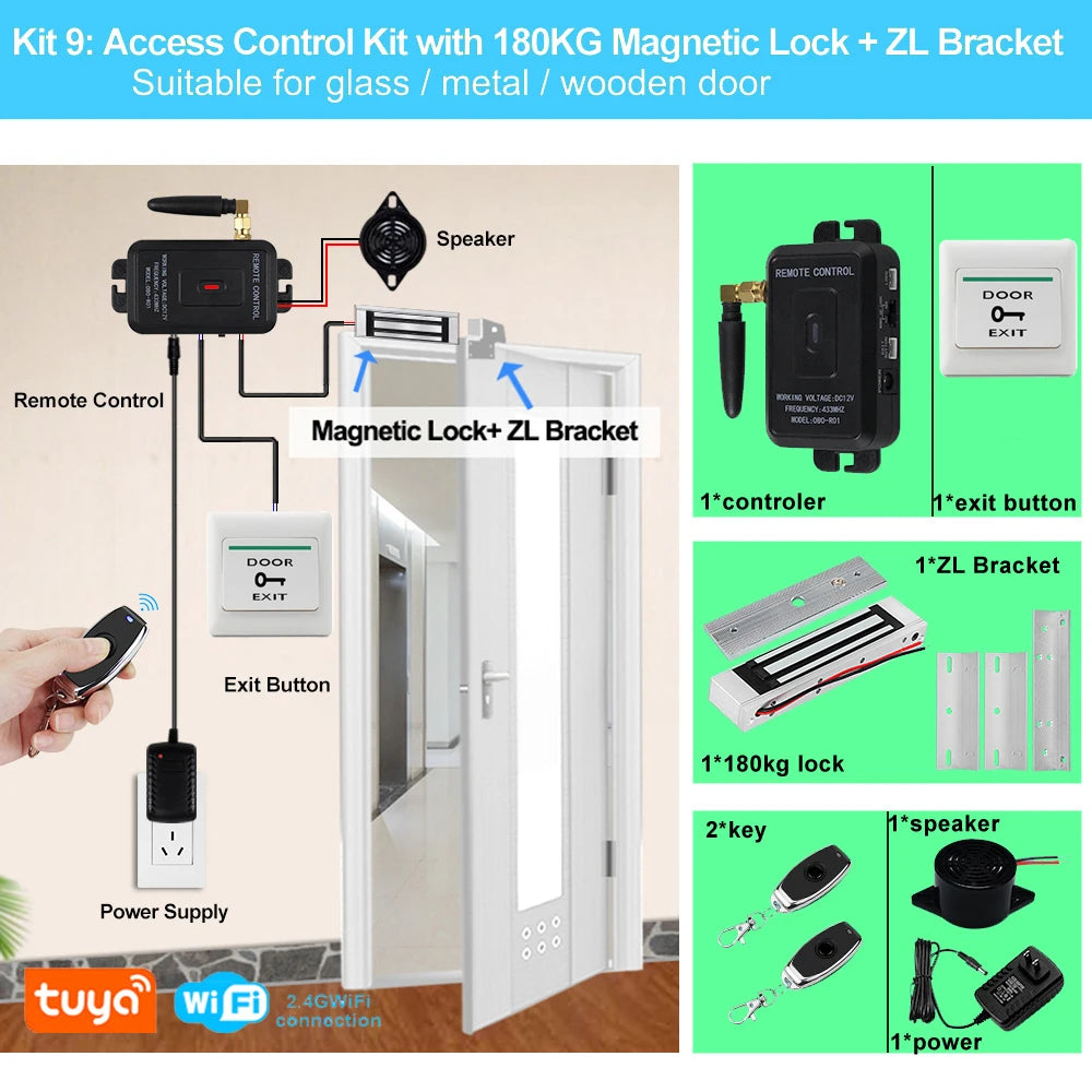 Support Tuya Remote Control Kits For Access Control App/Remote Key/Exit Button Unlock Keyless Wifi And 433Mhz Door Entry Design Vue Kit 9