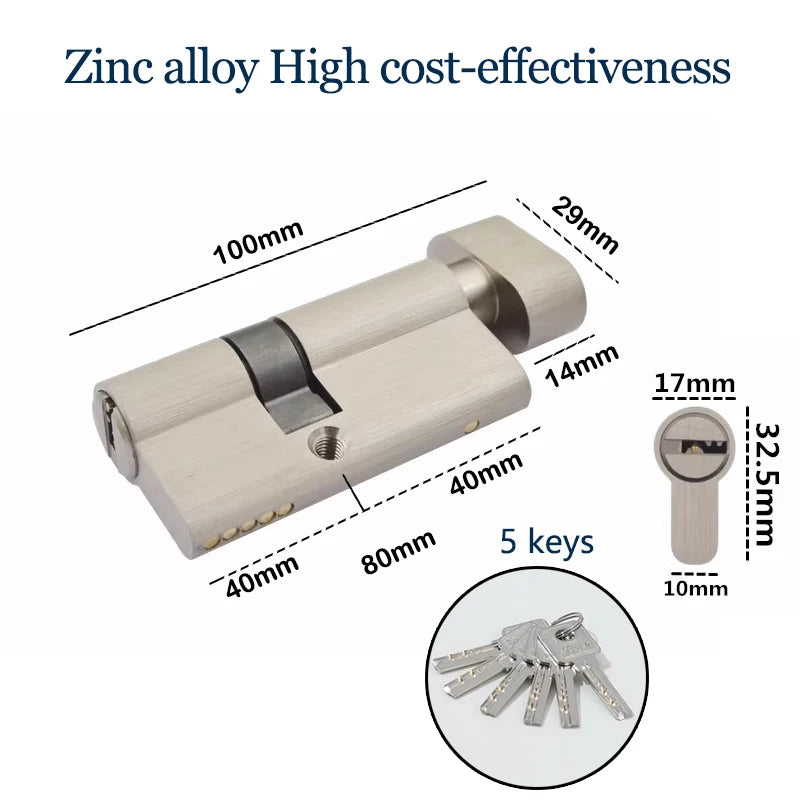 Replacement of door locks cylinder for home interior anti-theft doors Keyed door lock Zinc alloy Smart lock European Standard Vue