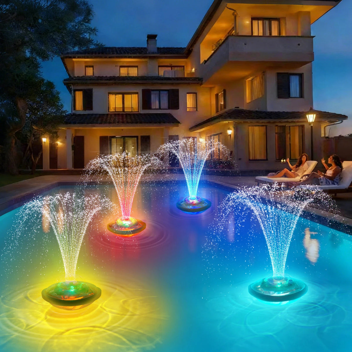 USB Rechargeable Floating Pool Fountain | 5 LED & 4 Spray Modes Floating Fountain Pump Vue