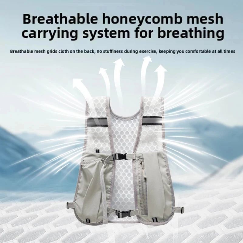 Biking Running Storage Vest Backpack Lightweight Running Vest Reflective Hydration Water Chest Pack Phone Storage Pocket Vue