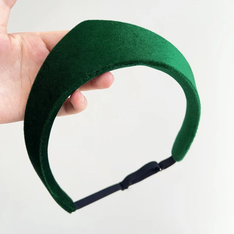 Retro Velvet Women Headband Smooth European and American Hairpin Headband Hair Hoop Lady Headwear Styling accessories Vue darkgreen