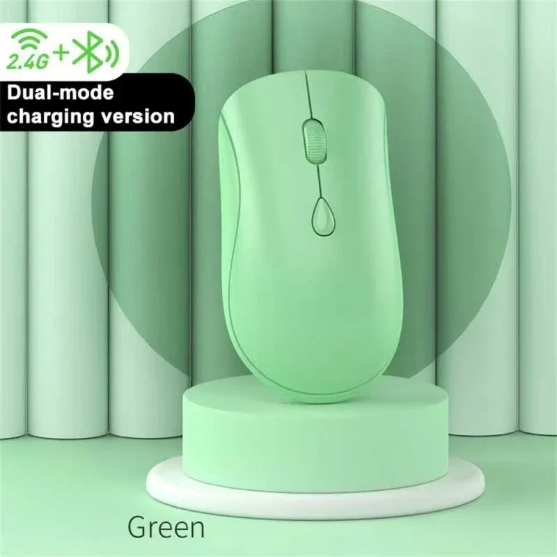 Bluetooth Wireless Mouse Silent Rechargeable Bluetooth 2.4GHz Dual-Mode Optical Ergonomic Cordless Mice for Laptop PC Vue Green