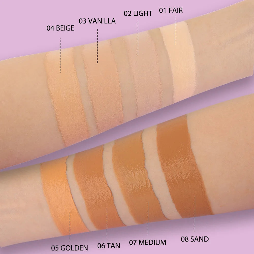 8Colors Liquid Concealer High Covering Moisturizing Oil Control Foundation Invisible Pores Dark Circles Freckle Face Makeup Vue