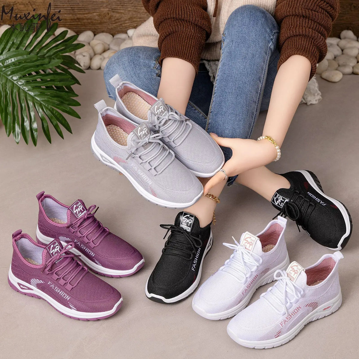 Women's Casual Lace-Up Sneakers – Soft Sole Non-Slip Walking Shoes Women's Casual Sneakers Vue