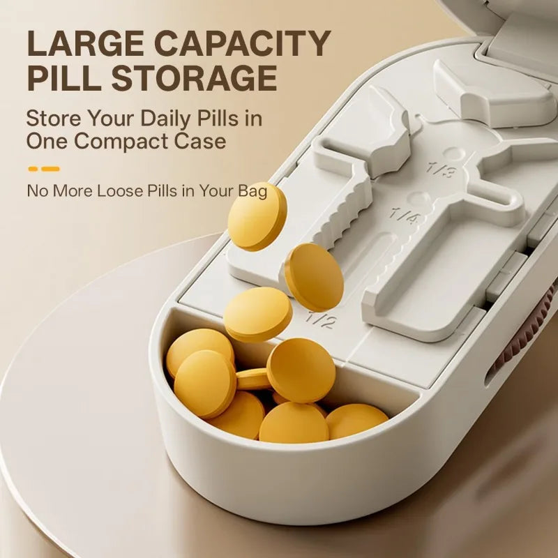 Portable 2 3 4 Halves Pill Cutter and Storage Box Reusable Medicine Containers Medicine Storage with Accurate Pill Alignment Vue