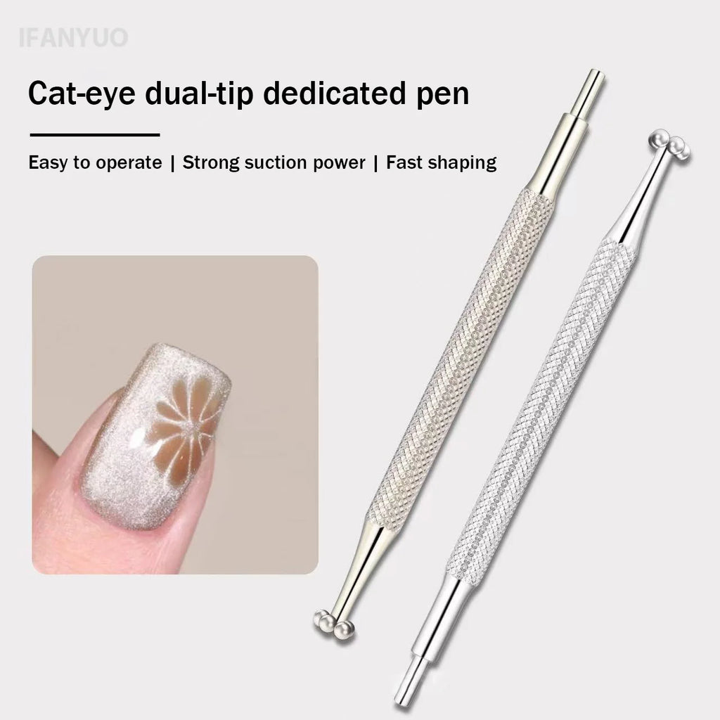 2in1 Flower Lollipop Vortex Cat Eye Nail Magnetic Pen 3D Plum Blossom Vortex Double Head Nail Art Magnet Stick Gel Nail Polish Vue