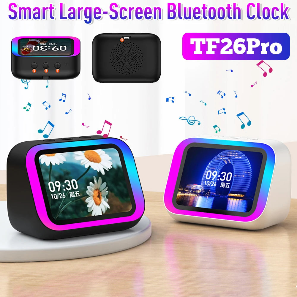 4.0 TFT Screen AI Voice Smart Speaker 5W Speaker 7-Color Light Bluetooth 5.4 Hands-Free Call/E-Photo Album/Weather Alarm Vue