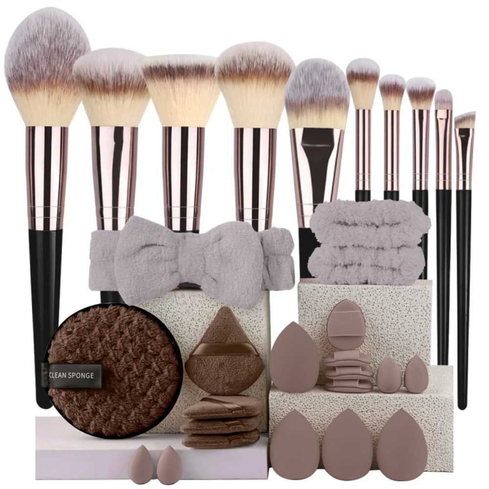 3-20pcs Makeup Brushes Set Kabuki Blending Beauty Tools for Foundation Concealer Powder Eyeshadow Blush Cosmetic Beauty Tool Vue 10BK-20BR