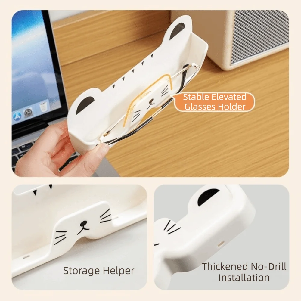 Creative Easy To Install Cat Glasses Frame Cute Sturdy Wall Mounted Eyeglass Frame Shelf Seamless Glasses Holder Home Vue