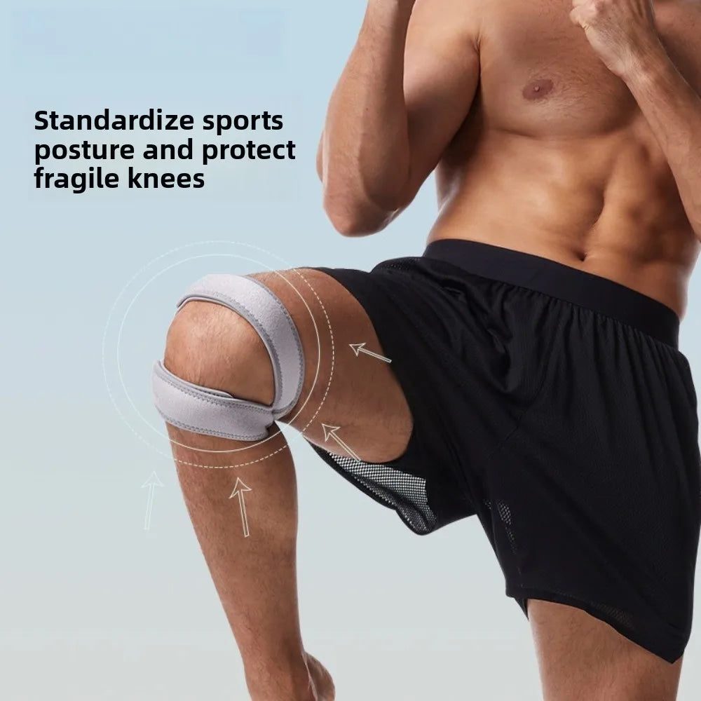 Sports Silicone Elastic Double Patella Strap Adjustable Breathable Double Pressure Support Knee Pads Vue