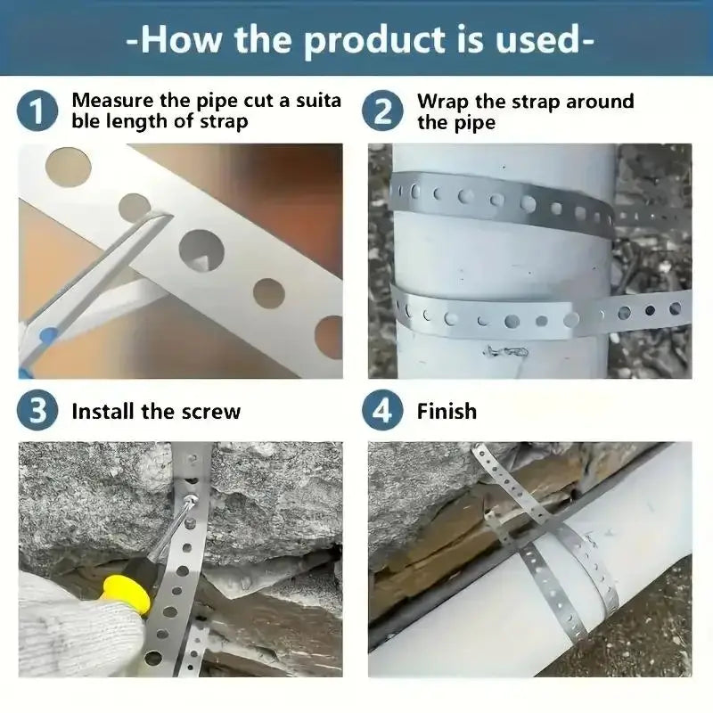 1 Roll Galvanized Iron Tape Pre-punched Multi-slot Metal Strip Pipe Support Sheet Metal Work Vue