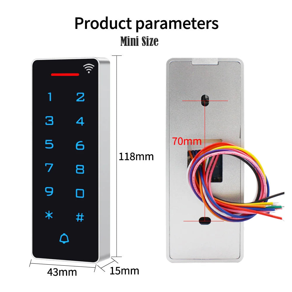 WiFi Door Access Control Keypad Standalone ID&IC RFID Access Control Card Reader IP67 Waterproof Output&Input Support Tuya App Vue