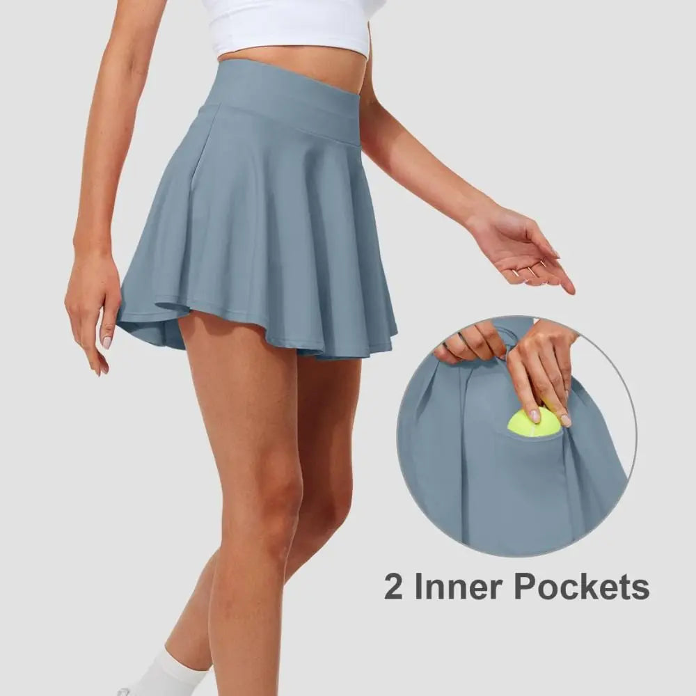 Pleated Tennis Skirts Tummy Control Built-in Shorts Waisted 1 Design