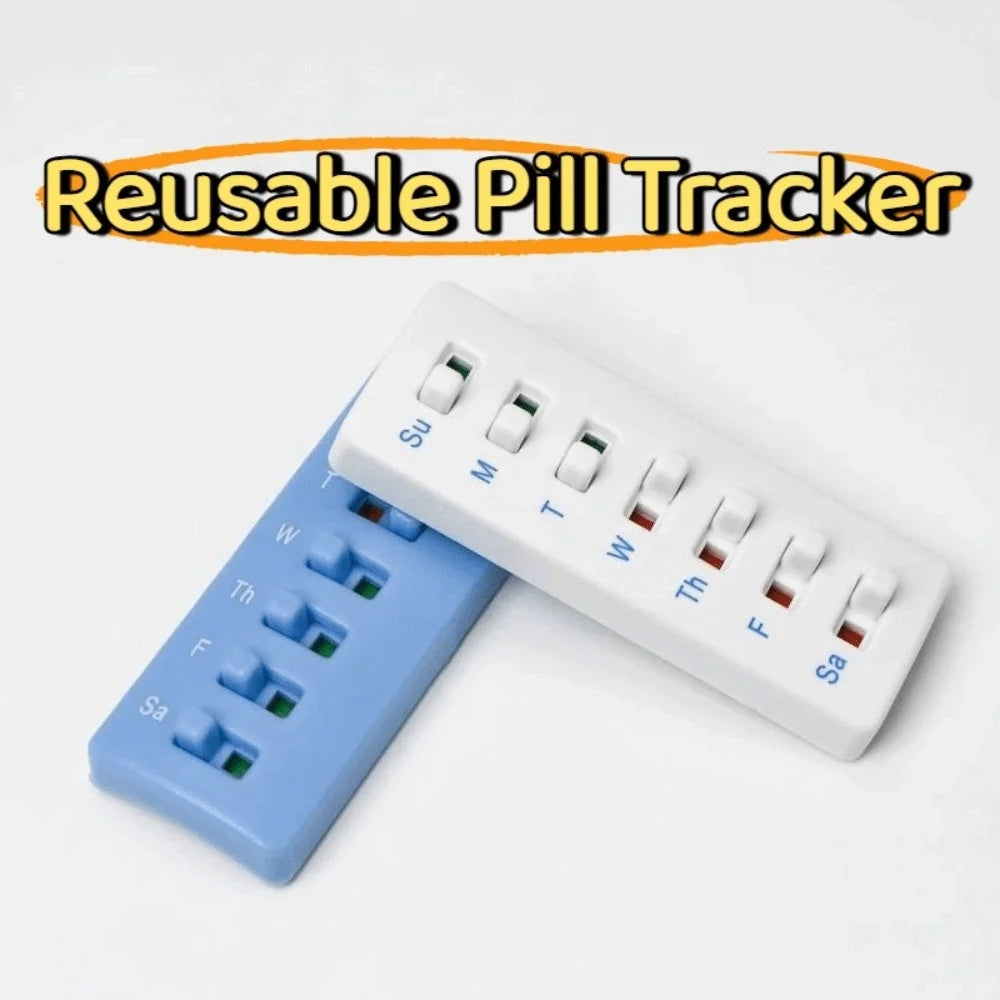Curved-Back Reusable Pill Tracker Color-Coded Indicators Creative Pill Reminder Anti-Slide Design Portable Medicine Tracker Vue