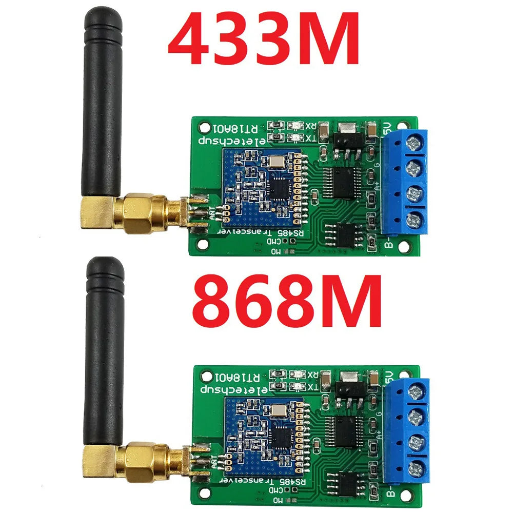 2PCS RT18A01 RS485 Transceiver Wireless Repeater 485 Master-slave Control 433M 868M FSK Uhf Module for PTZ Camera PLC Modbus RTU Vue