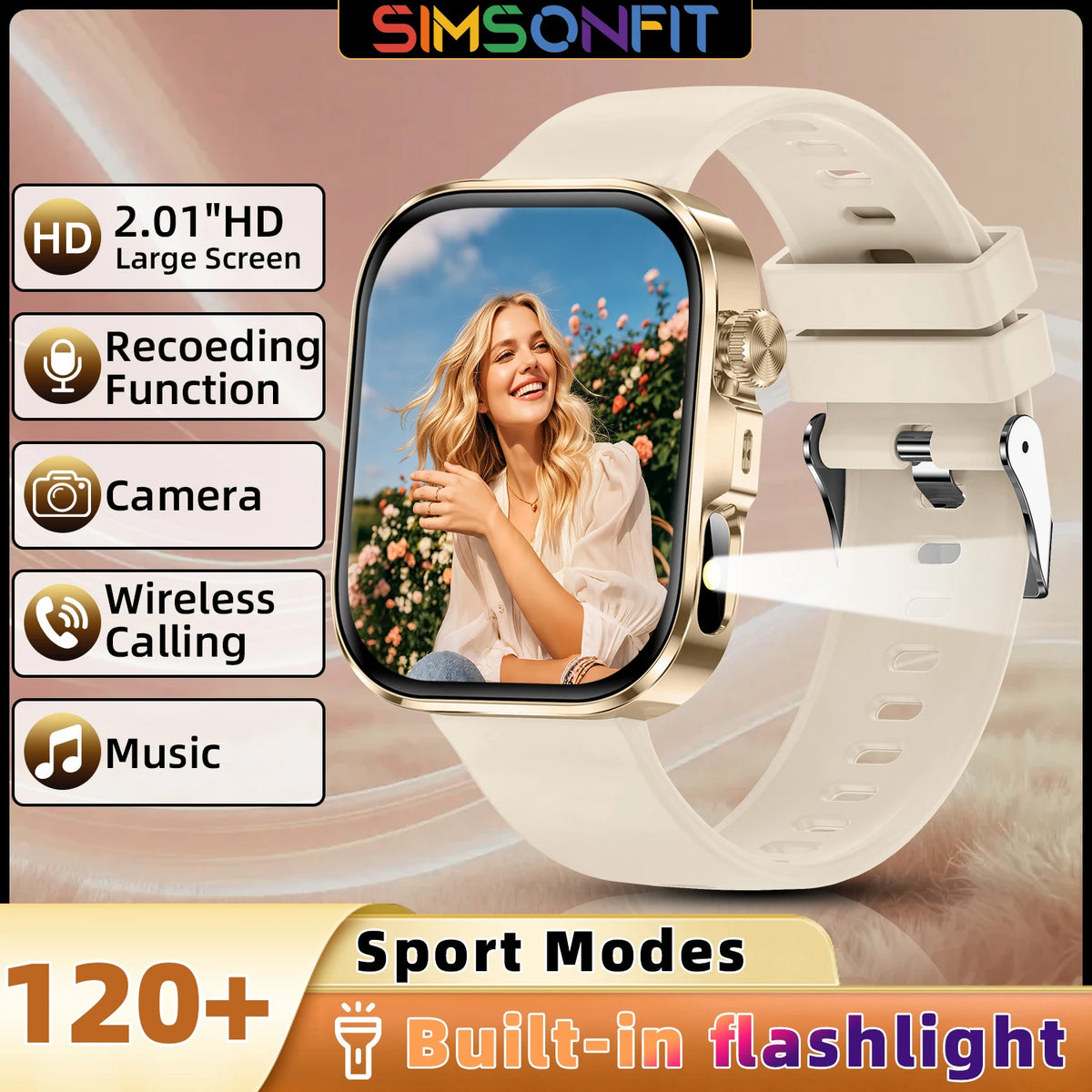 New Fashion Smart Watch for Android/IOS 2.01'Display Voice Assistant Bluetooth Call Phone Answer Sport Fitness Tracker Men Women Vue gold Sport smartwatch