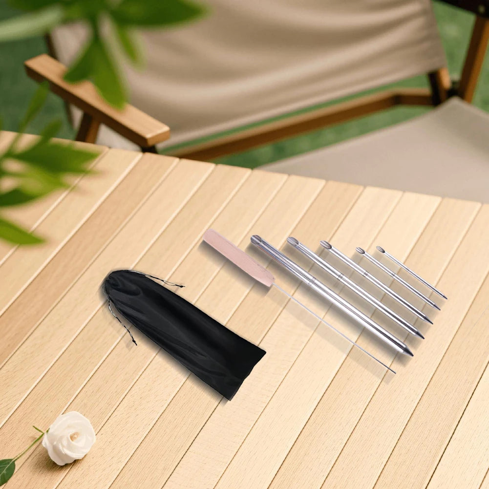 6-Piece Stainless Steel Rope Splicing Tool Kit Smooth Surface 0.24-0.59in Needles+Pusher for Boat/Paracord/Climbing Rope DIY Vue