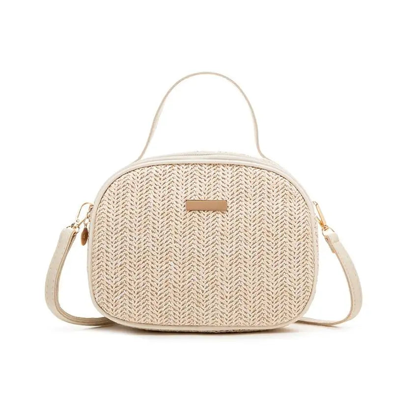 Rattan Knitting Women Straw Bag Beach Summer Chain Small Purse and Handbag Female Shoulder Crossbody Bags Travel Design Flap Bag Vue apricot