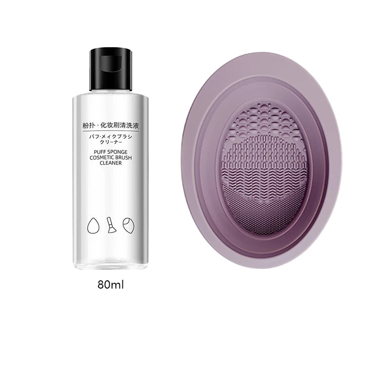 Makeup Brushes Sponge Blender Puff Cleaner Make Up Tools Washing Cleaning Liquid Bowl Air Drying Net Set For Powder Eyeshadow Vue 80ml with bowl