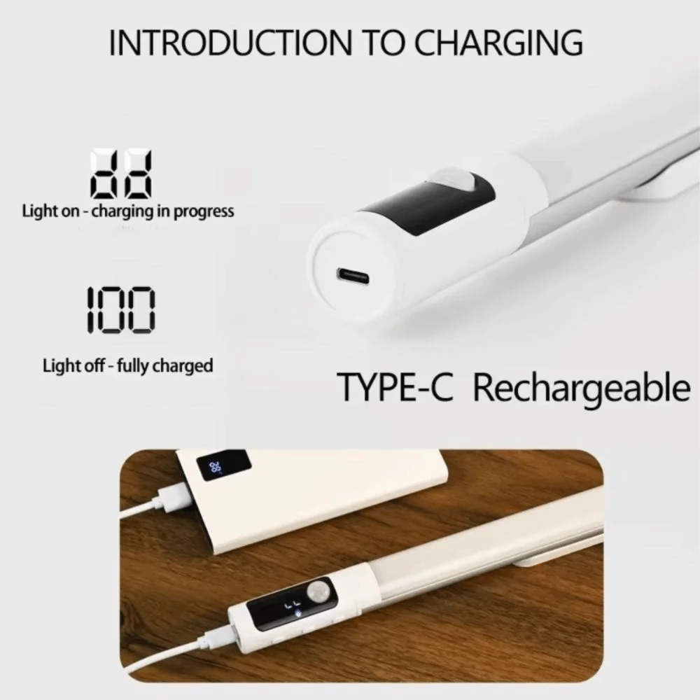 Type C Rechargeable Motion Sensor Light Magnetic USB Rechargeable Desk Lamp Motion Sensor LED Display Under Cabinet Lights Vue