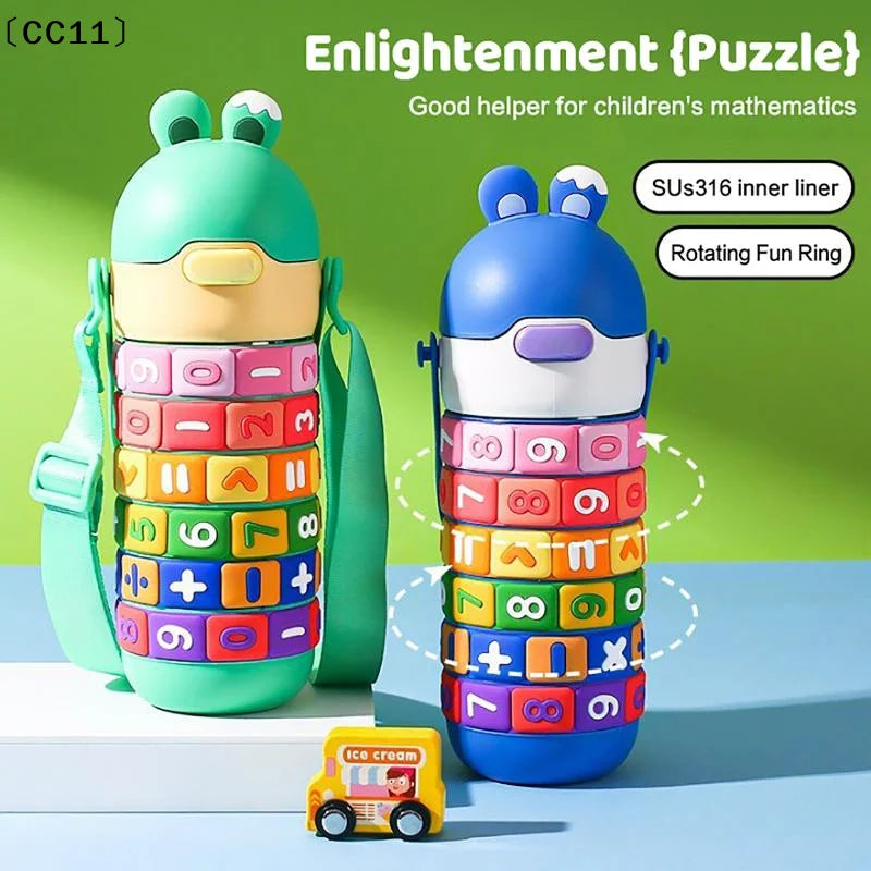 Children's Math Toy Stainless Steel Water Bottle Cute Thermo Strap