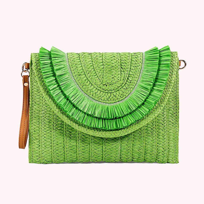 Raffia Straw Weaven Bags Fashion Ladies Wrist Clutches Summer Women