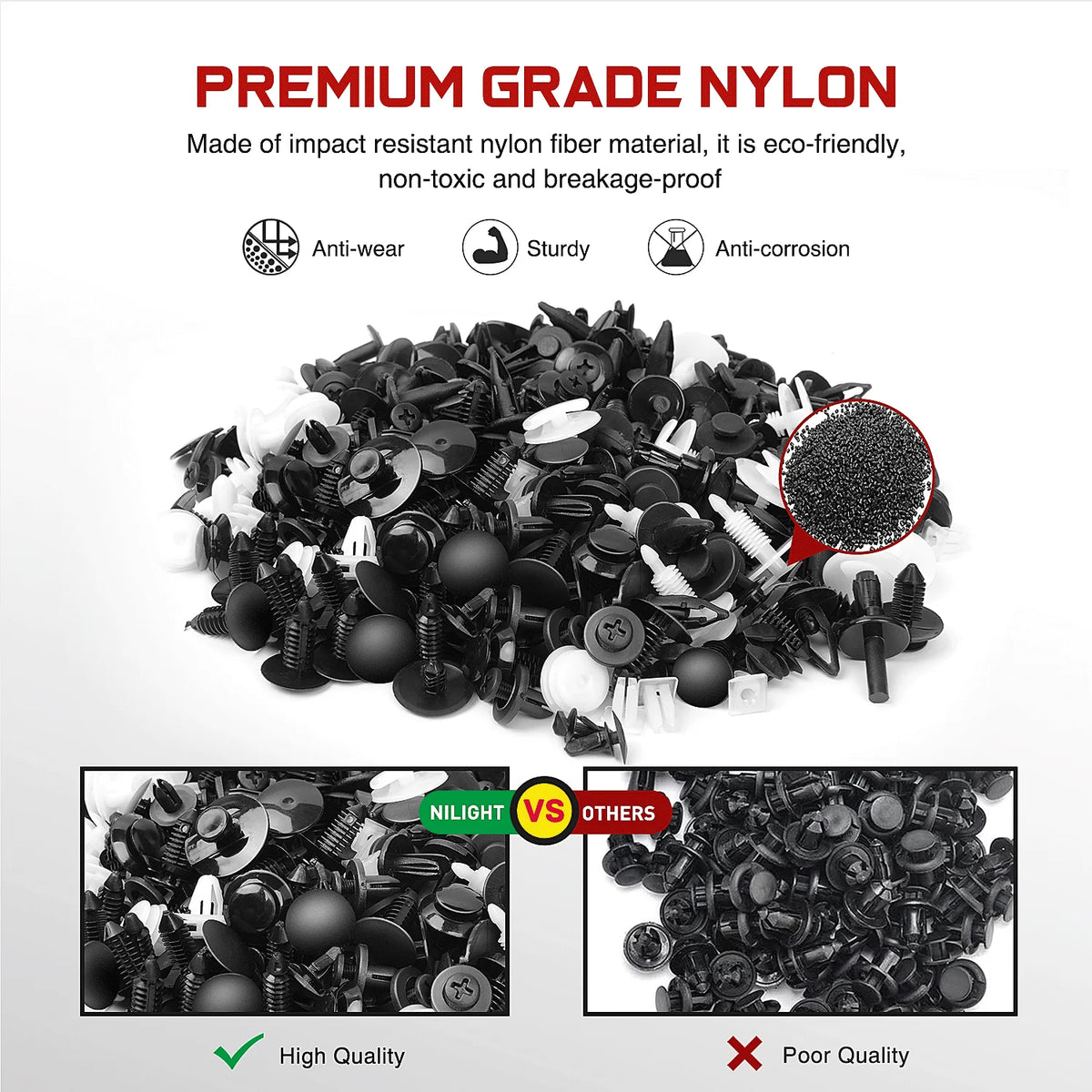Nilight 415 Pcs Car Retainer Clips & Fastener Remover - 18 Most Popular Sizes Auto Push Pin Rivets Set - Door Trim Panel Compatible with GM Ford Toyota Honda Chrysler, Universal Nylon Fastener Clips Kit for Auto Interior Exte Vue