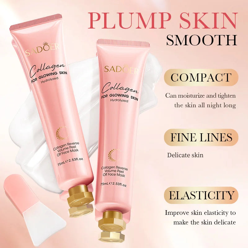 75ml Collagen Peel-Off Mask, Moisturizing and Easy-To-Apply, Multi-Effect Nourishment for the Skin, Tightens, Lifts, and Reduces Fine Lines, Improves Skin Elasticity, Makes Skin Elastic, Delicate, and Smooth. Vue