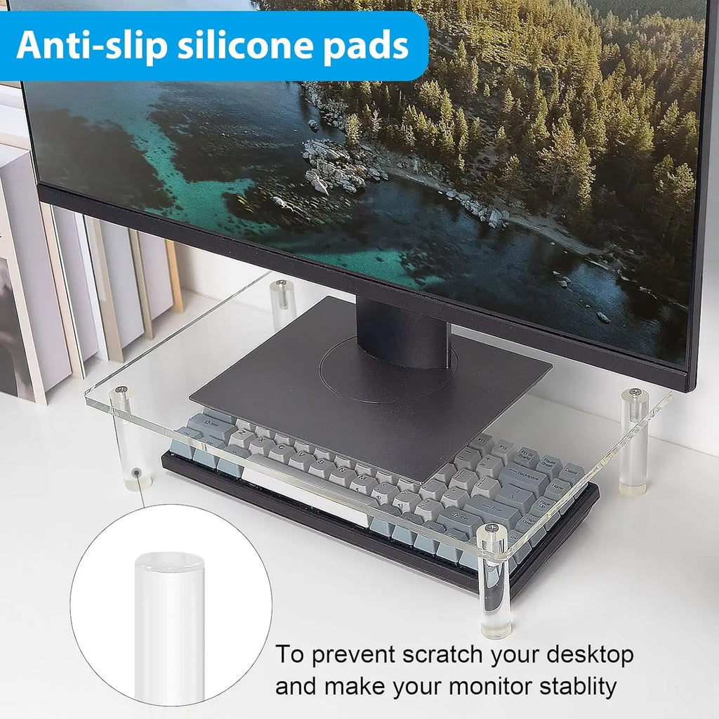 Monitor Stand, Monitor Stand Riser, Laptop Stand for Desk, Laptop Riser, Desk Organizer for Monitor, 15.6" Laptop, PC, Printer Vue