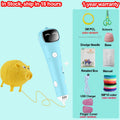 3D Printing Pen Low Temperature Built-in Battery Voice Broadcast 1.75mm PCL Filament 3D Pen Drawing DIY For Kids Grils Boys Gift Vue add 50M PCL PCL Filagment