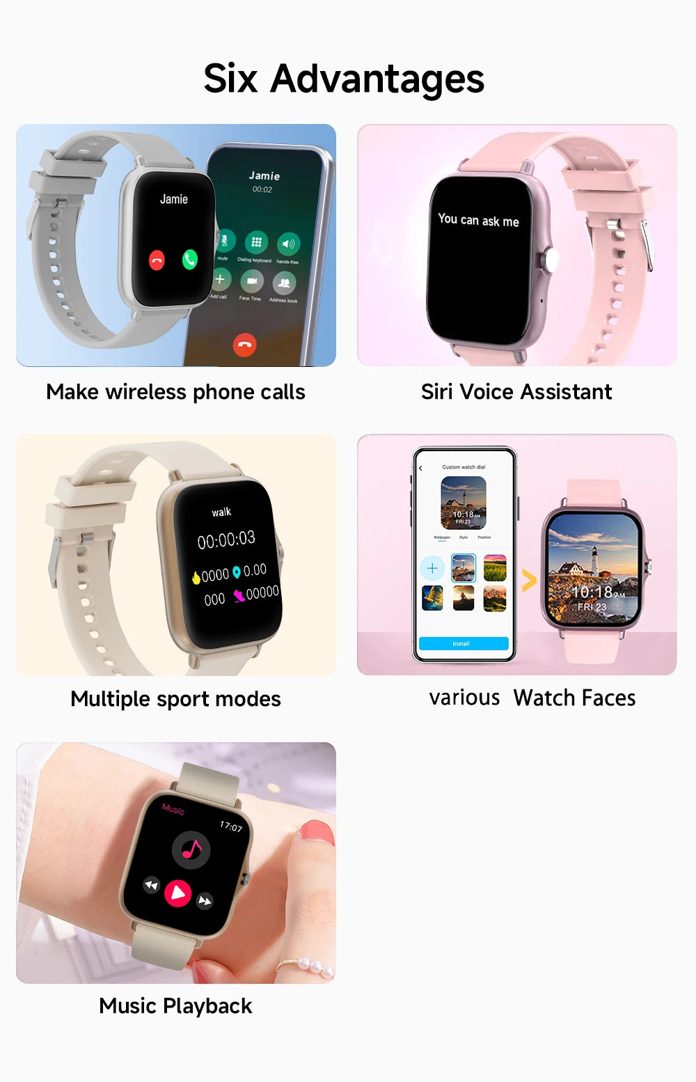 2025 New Square Sport Smartwatch for Android/IOS Heart Rate/Sleep Monitor Fitness Tracker BT Call Smart Watch For Men Women Gift Vue