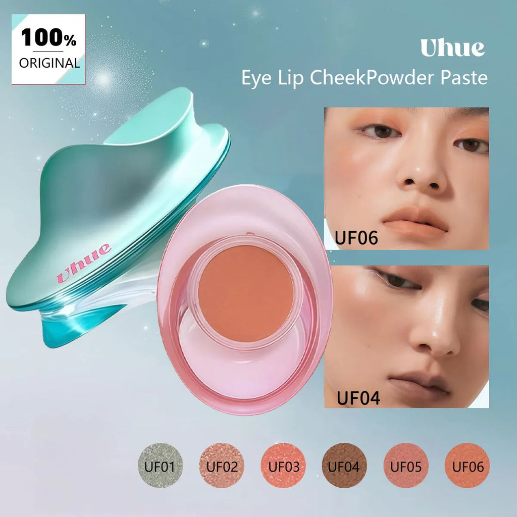 Uhue Eye Lip CheekPowder Paste,Delicate Powder-Paste Texture,Smooth & Minimal Fallout,Natural & Sheer Finish,Quick Daily Makeup Vue