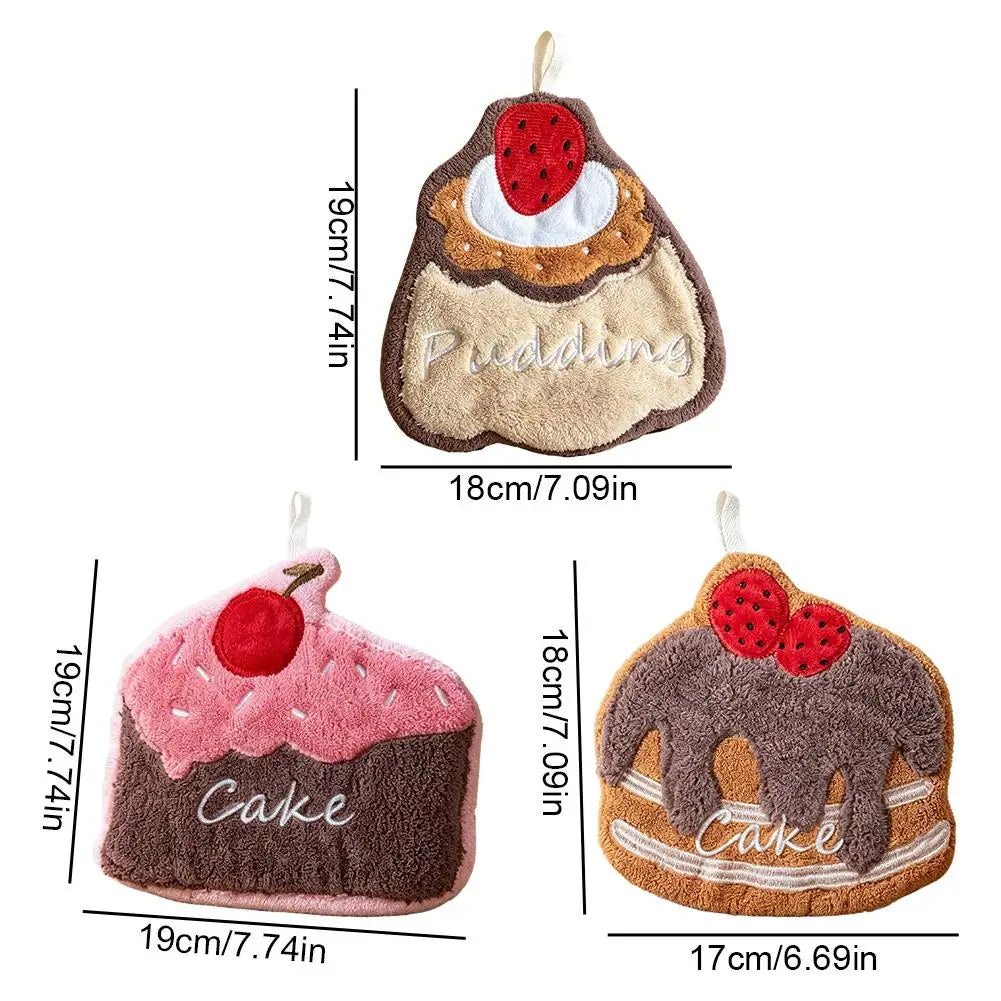Cute Cake Hand Towel Soft Absorbent Hanging Bath Towels for Kids Kitchen Bathroom Tableware Cleaning Quick Dry Microfiber Cloth Vue