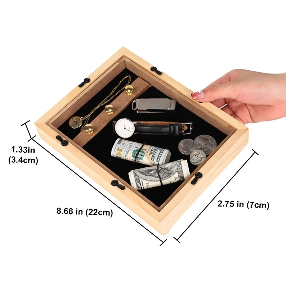 Hidden Wooden Photo Frame Sight Secret Storage Compartment Diversion Stash Safe Container Home Hide Money Cash Ring Necklace Key Vue