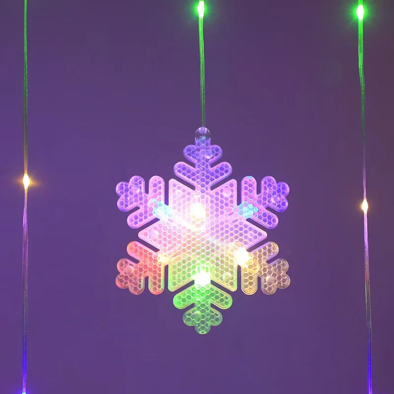 Whimsical Frosty Snowflake Icicle Curtain String Lights, Warm White LED Hanging Lights for Winter Christmas Home Party Decor Vue