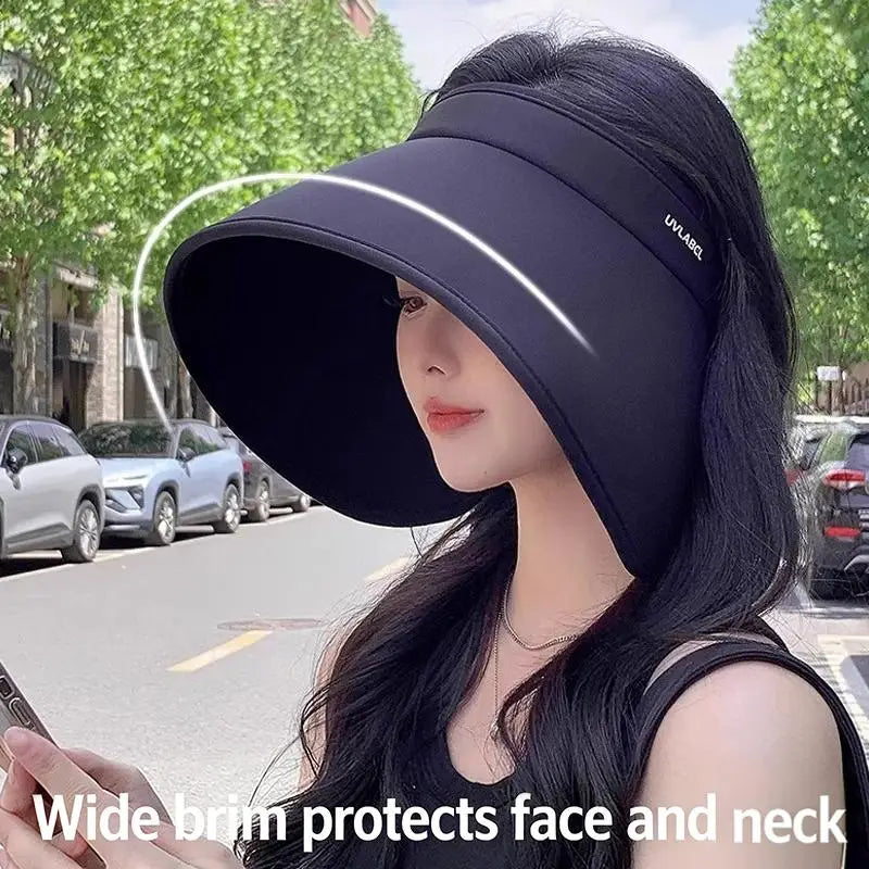Women Wide Brim Summer Sun Hat Foldable UV Protective Hat for Beach Pool Holiday Travel Use Vue