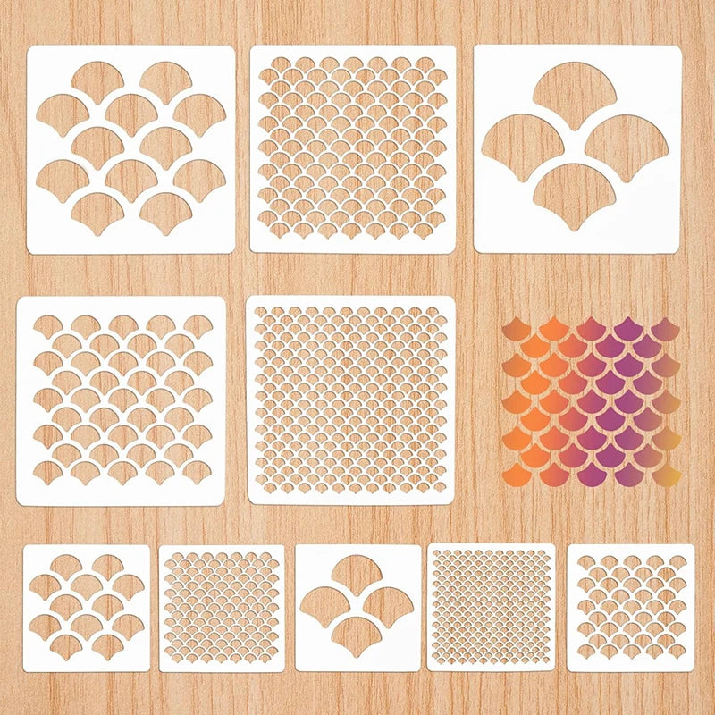 4/5/6/10 pcs Fish Scale Stencil Face Painting Stencils Stencils For Painting Makeup Stencil Reusable Face Paint Stencils Vue