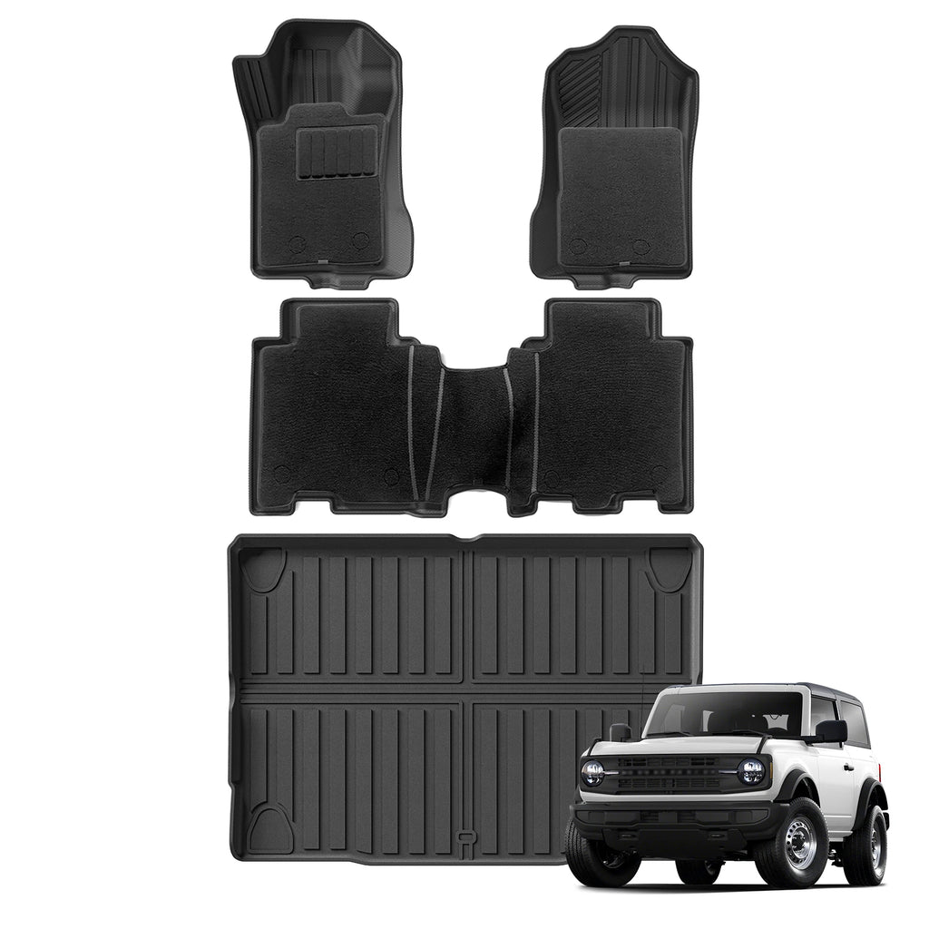for Ford Bronco 4 Door 2021 - 2024 Car Floor Mats Cargo Liner Trunk/Backrest Pad TPE 3D Left Rudder Vue