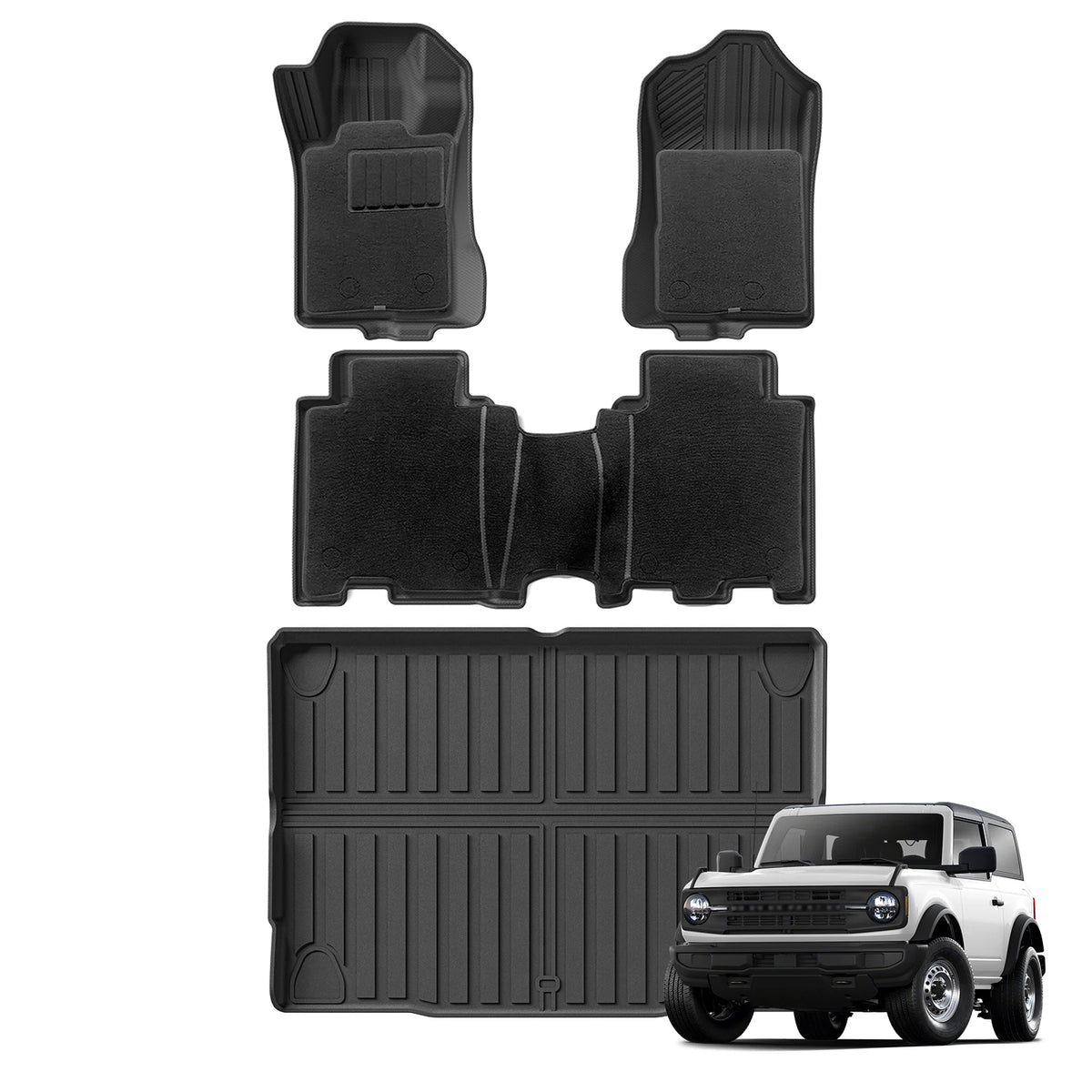 for Ford Bronco 4 Door 2021 - 2024 Car Floor Mats Cargo Liner Trunk/Backrest Pad TPE 3D Left Rudder Vue