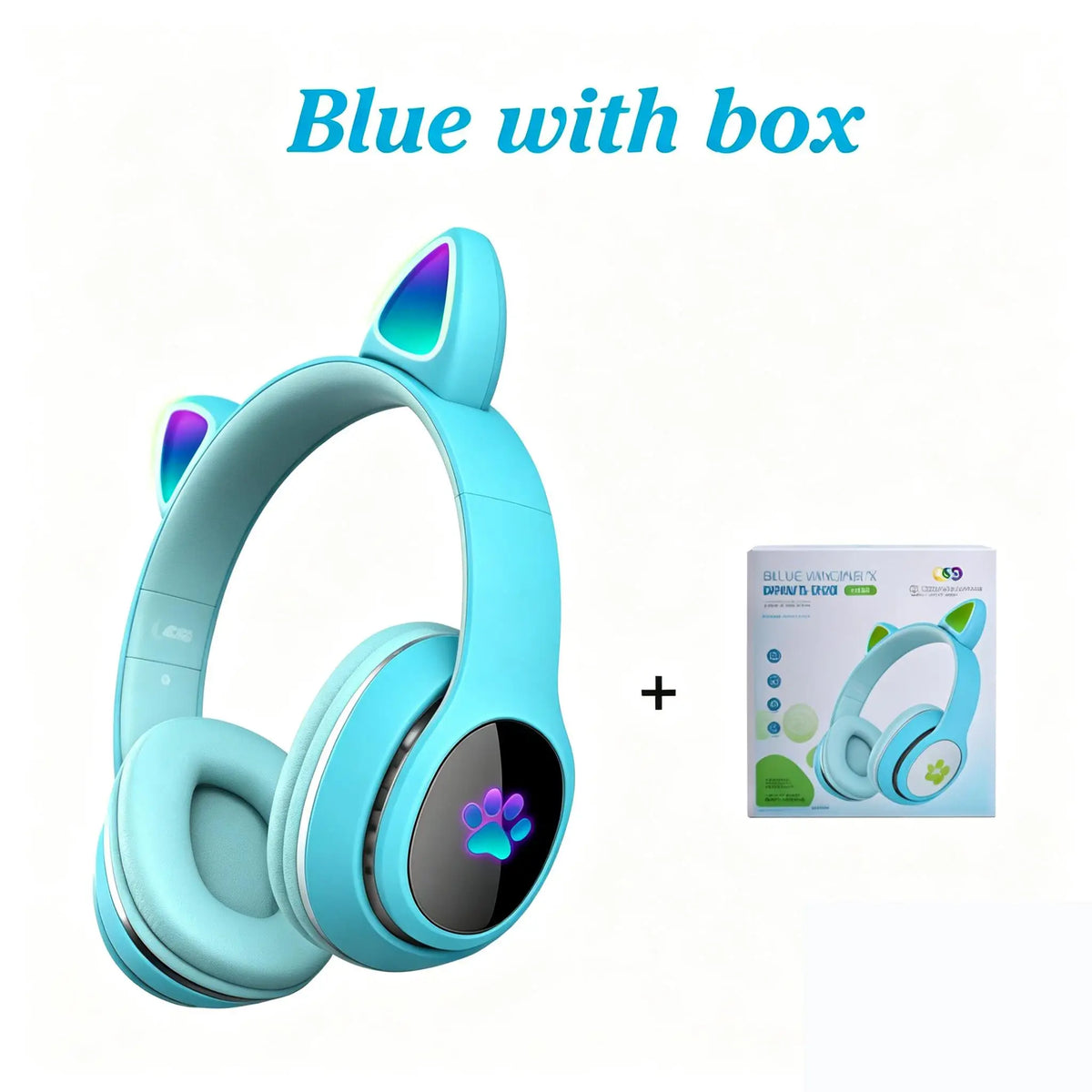 Cat Ears Headphones Flash Light Wireless With MIC Control LED Kid Stereo Cute Music Bluetooth Phone Headset Earphone Girls Gift Vue Type 4 with box 1