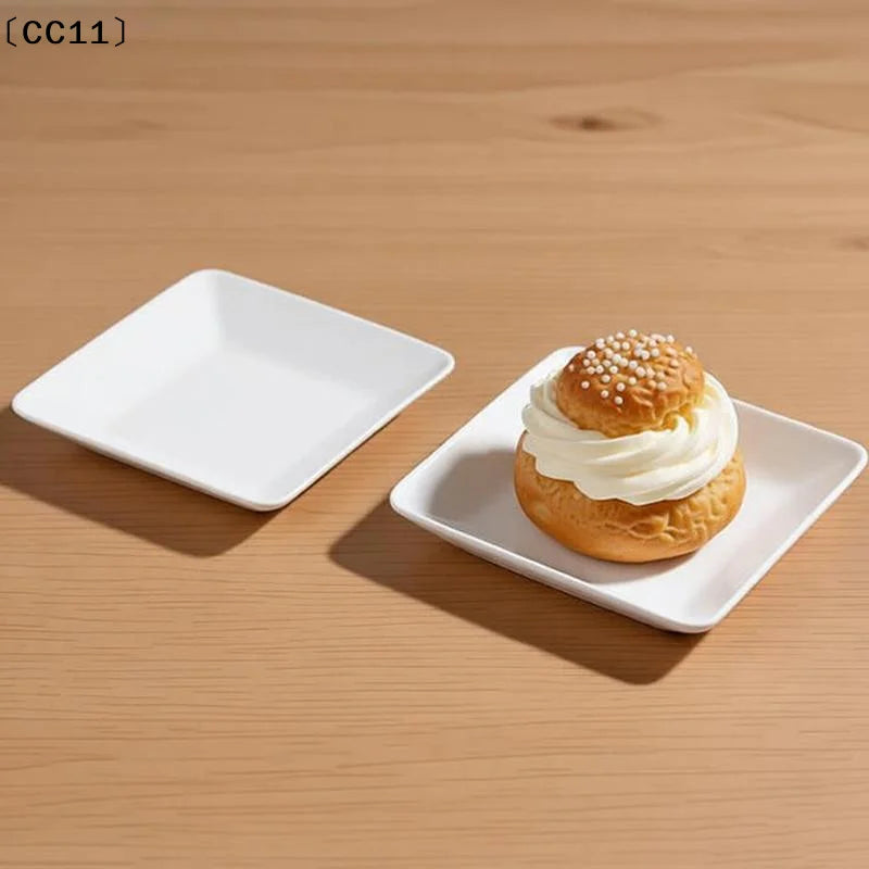10 White Compostable Dessert Plates Snack Made Sugarcane Waste Vue