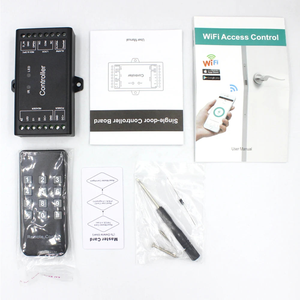 Sboard-Mini Single Wifi Door Access Controller RFID Reader Wiegand 26~37 Bits Output Access Control System with Remote Vue