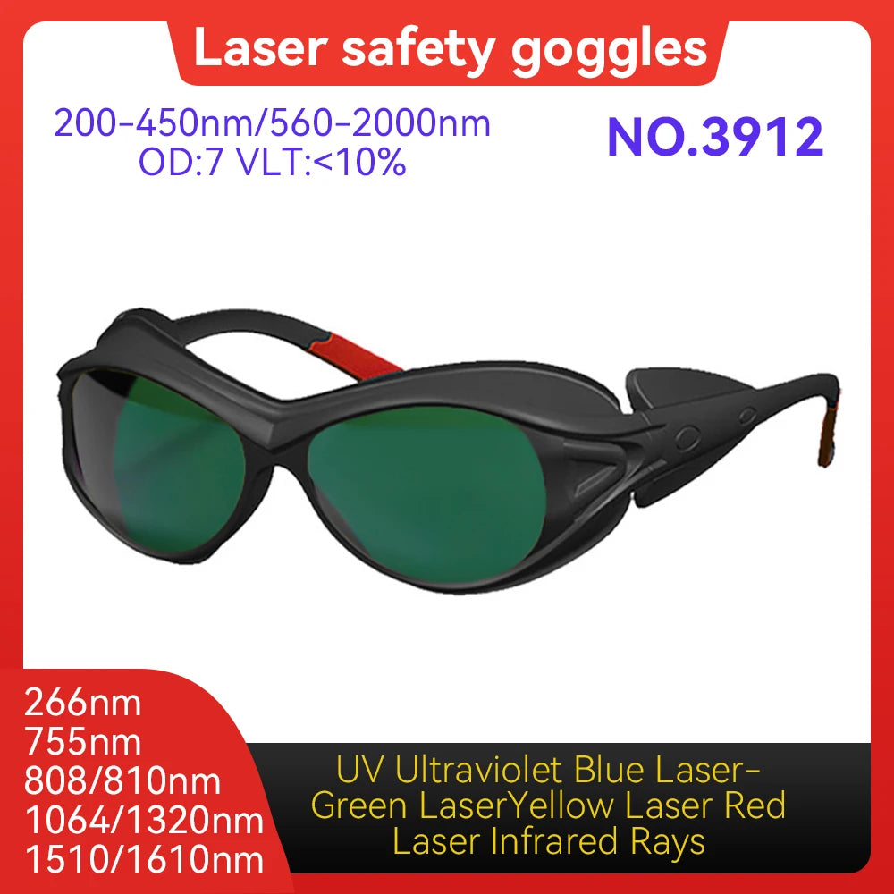 Laser Safety Glasses CE EN207 9000-11000nm OD6+Hard PC Lens Eyewear for Wood Acrylic CO2 Laser Cutting Machine Laser Goggles Vue Model 3912 OD7