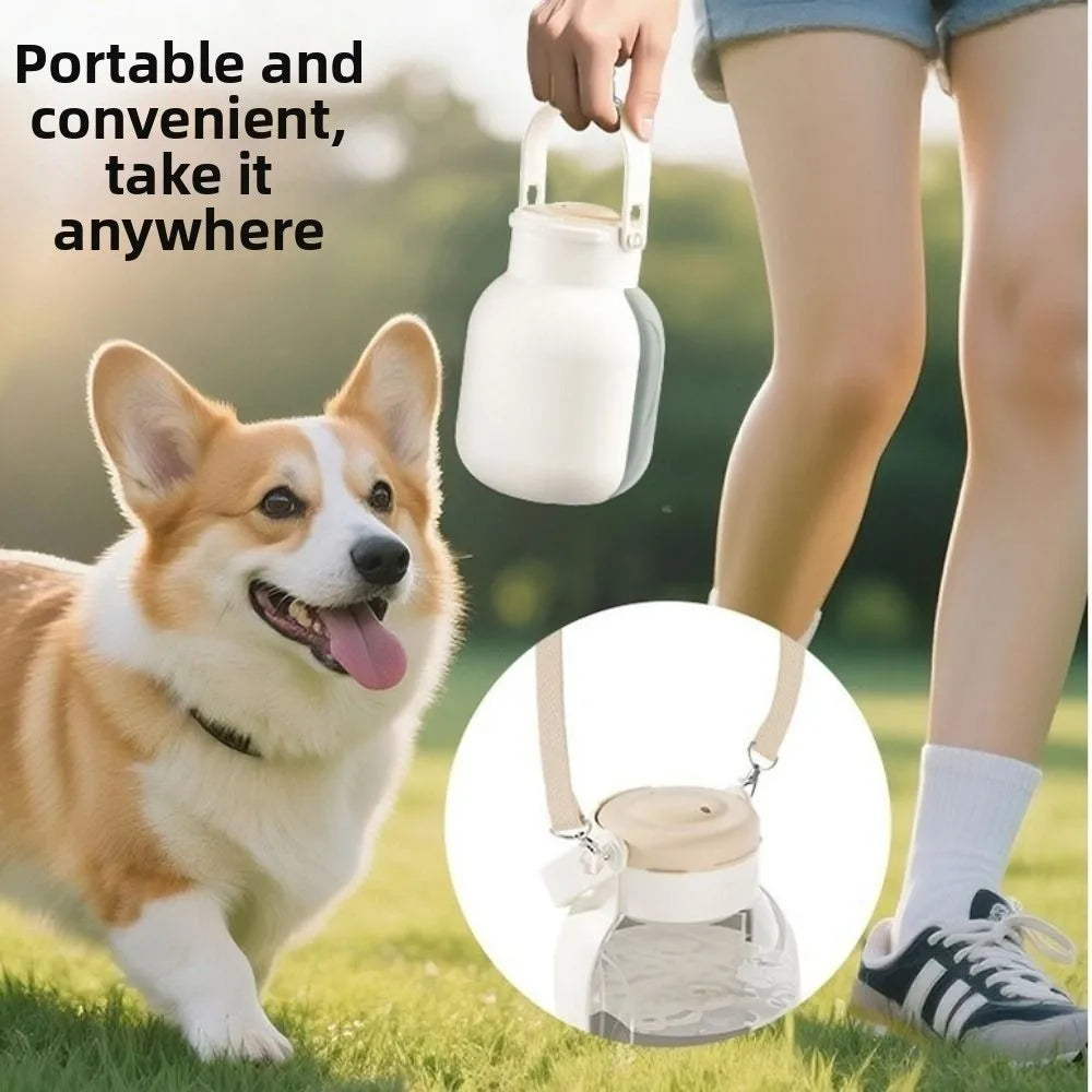 2 in 1 Design Dog Water Bottle Leak-Proof Large Capacity Pet Drinking Bottle Plastic with Food Containe Dog Outing Kettle Vue