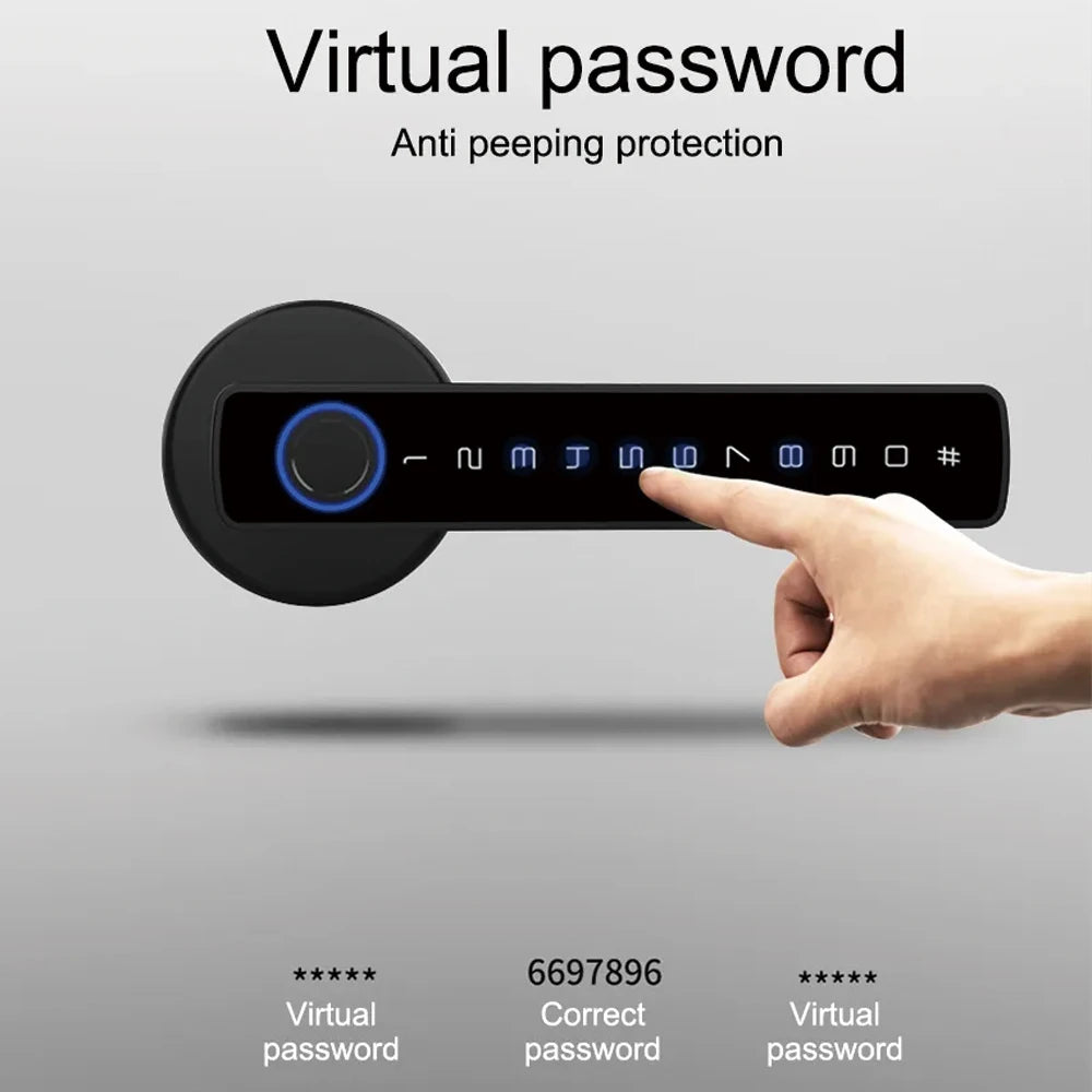 TYSH Tuya Smart Automatic Security Biometric Fingerprint Handle Lock Cerradura Inteligente Lock Electronic Smart Door Lock Vue